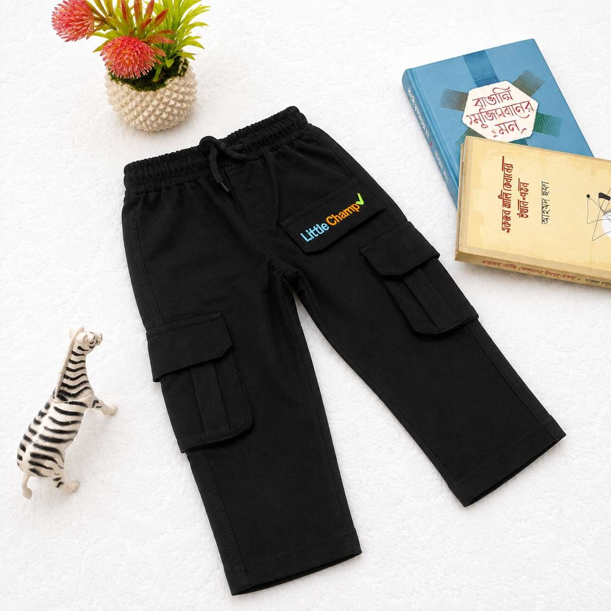 Premium Kids Black Cargo Pants