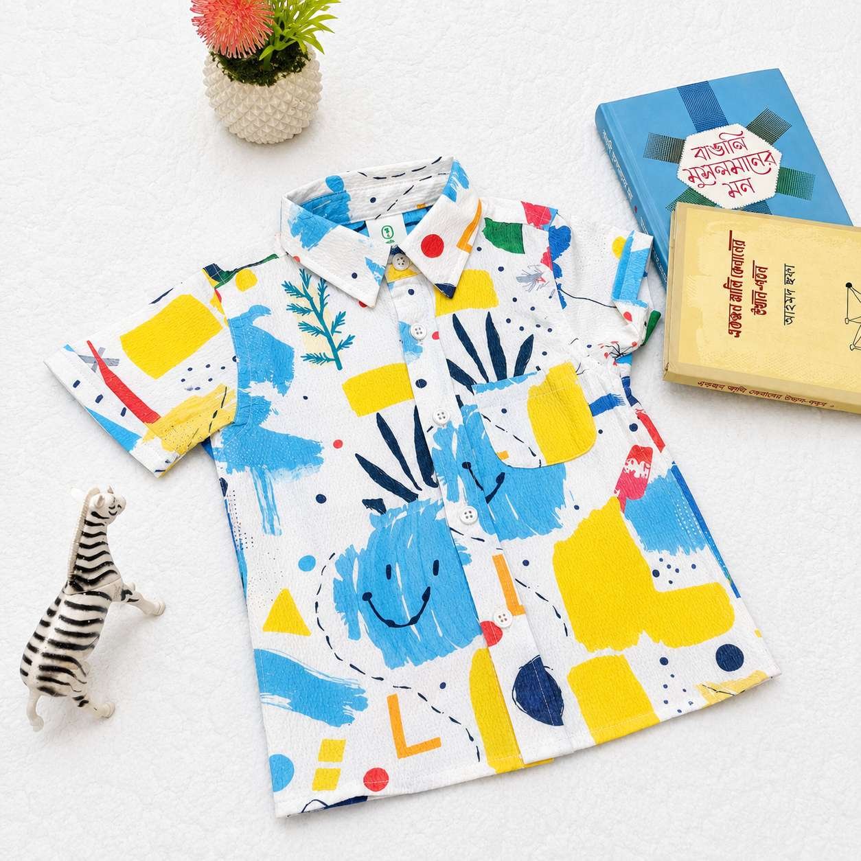 Premium Baby Boys Printed Casual Shirt – Colorful Abstract Design