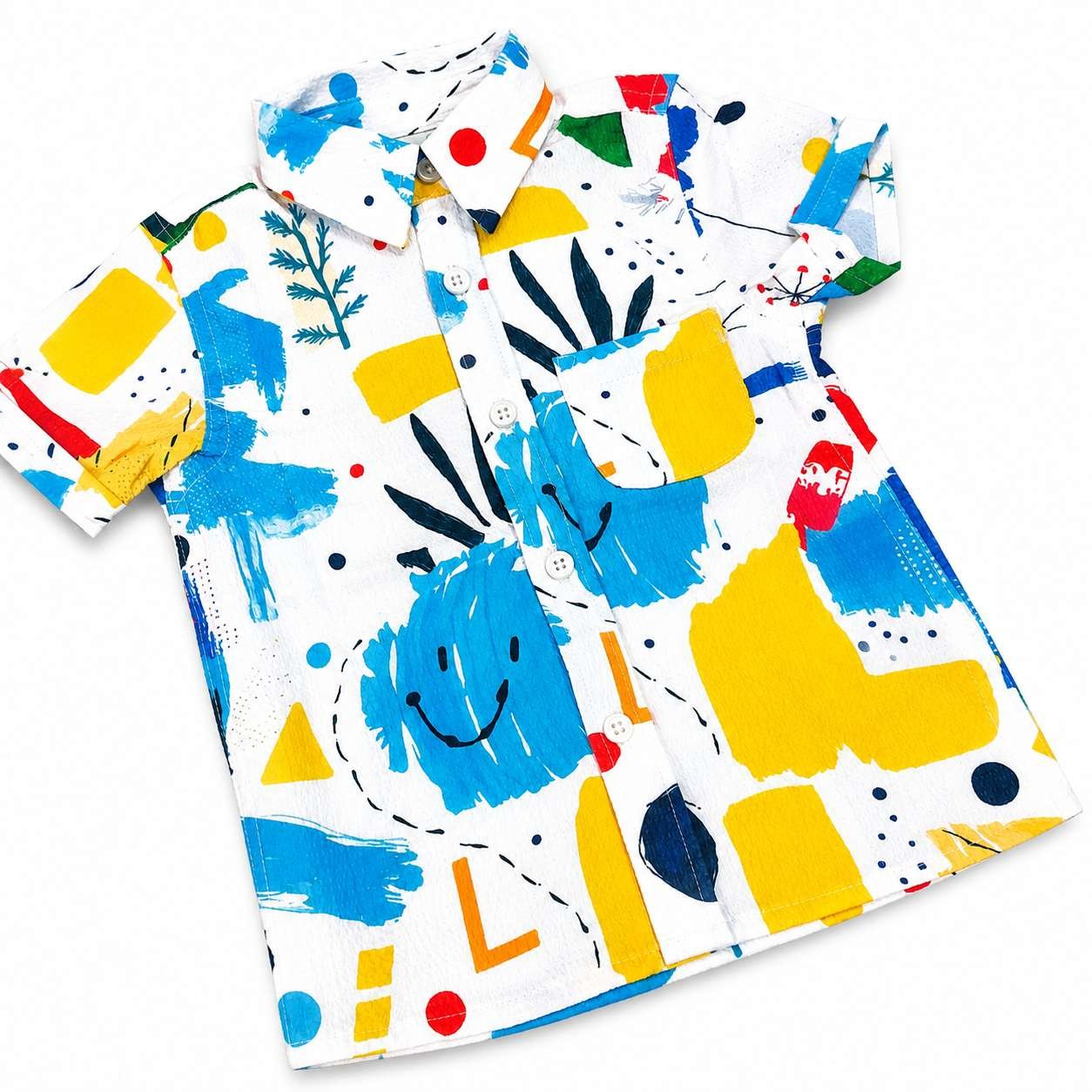 Premium Baby Boys Printed Casual Shirt – Colorful Abstract Design