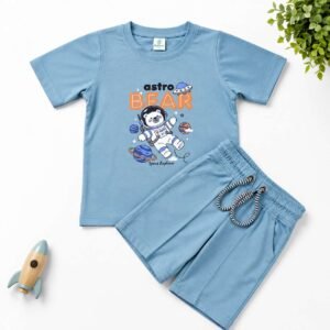 Premium Kids Cotton T-Shirt & Shorts Set – Soft & Comfortable Summer Outfit (Bear)