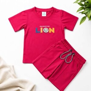 Premium Kids Cotton T-Shirt & Shorts Set – Soft & Comfortable Summer Outfit (Red)